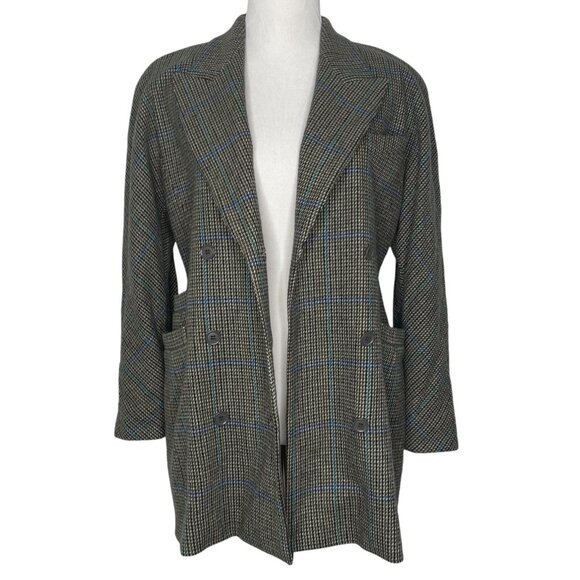 Vtg Escada Wool Blazer Jacket by Margaretha Ley Size 38 Plaid Double Breasted - Picture 4 of 10